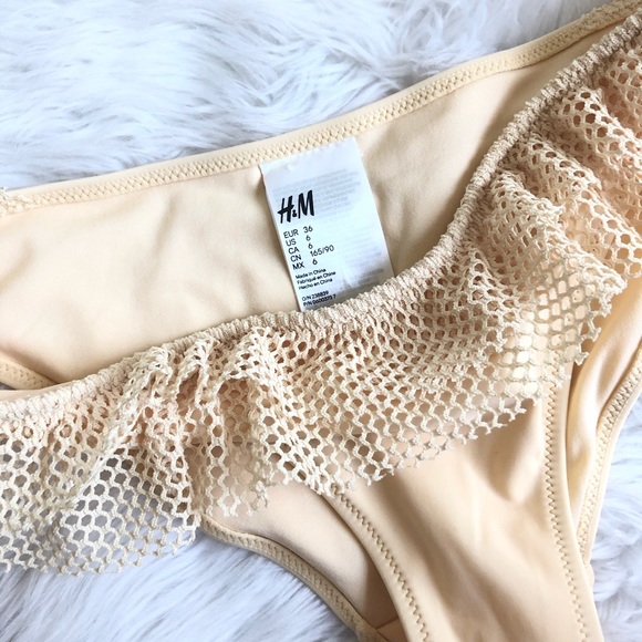 Ruffled Yellow Bandeau Bikini Swim Suit Ba… - Picture 4 of 6